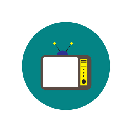 Vector icon on the white backgrounds in circles retro tvのイラスト素材