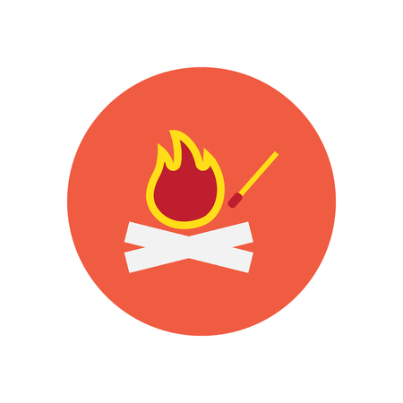 stylish icon in  circle fire and matchのイラスト素材
