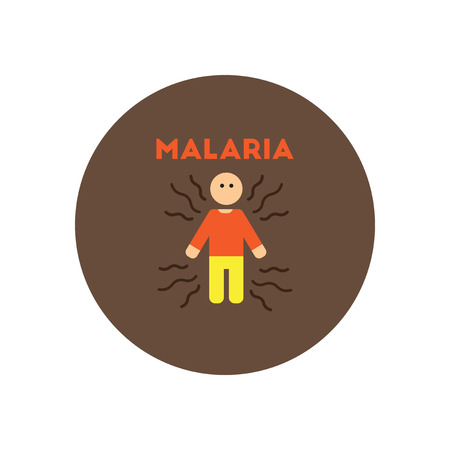 Vector icon  on  circle various symptoms of Malaria on the humanのイラスト素材
