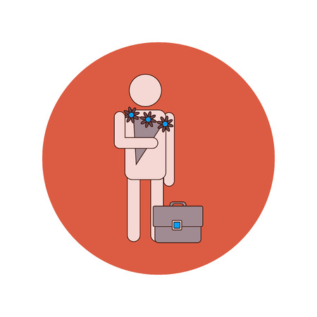 Back to School and Education Vector Flat Design teacher with flowersのイラスト素材