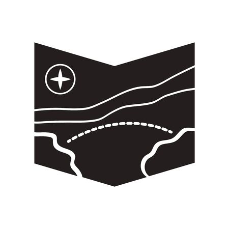 flat icon in black and white  style tourist mapのイラスト素材