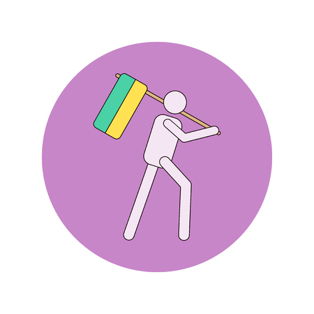 Back to School and Education Vector Flat Design man silhouette holding flag of ukraineのイラスト素材