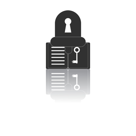 Back to School and Education vector flat icon in black and white style bell and keyのイラスト素材