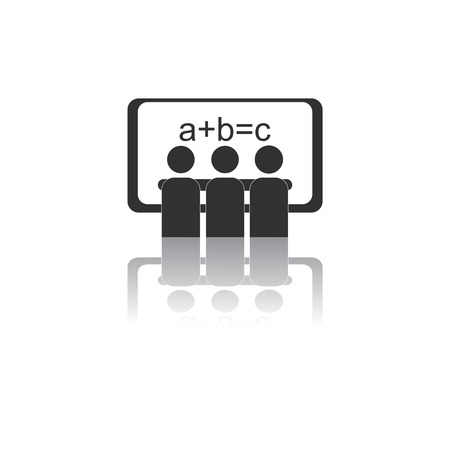 Back to School and Education vector flat icon in black and white style school board and pupilsのイラスト素材