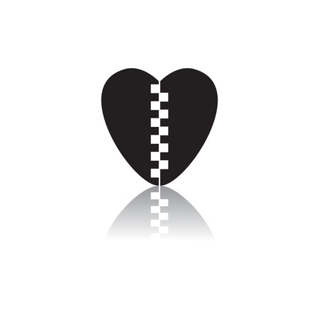 Black and white vector illustration in flat style of Love heartのイラスト素材