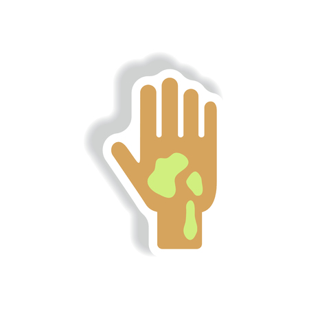 Vector paper sticker various symptoms of Malaria on the humanのイラスト素材