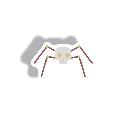 Vector illustration paper sticker Halloween icon spooky skull spiderのイラスト素材