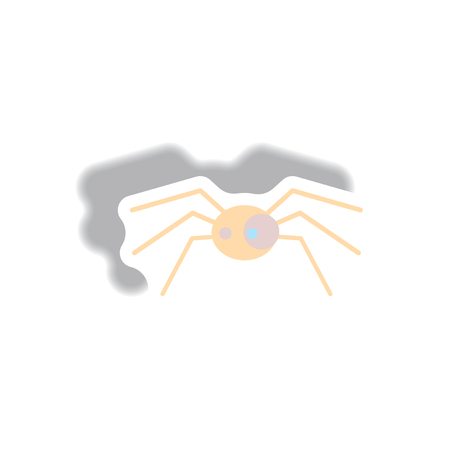 Vector illustration paper sticker Halloween icon spooky spiderのイラスト素材