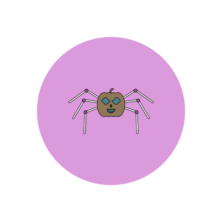 Vector illustration in flat design Halloween icon spooky pumpkin spiderのイラスト素材