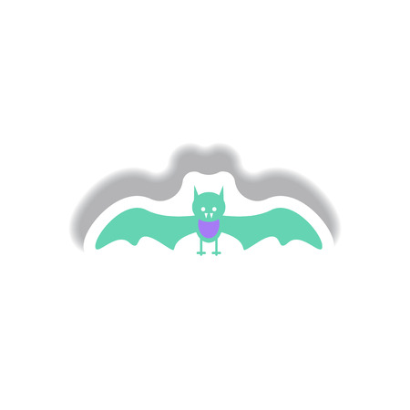 Vector illustration paper sticker Halloween icon Vampire Batのイラスト素材