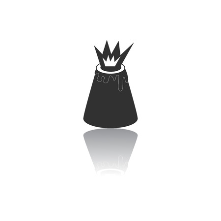Black and white Vector illustration in flat design of volcano explosionのイラスト素材