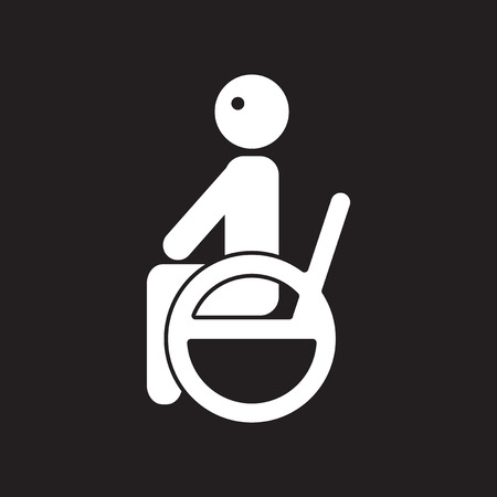flat icon in black and white  style man wheelchairのイラスト素材