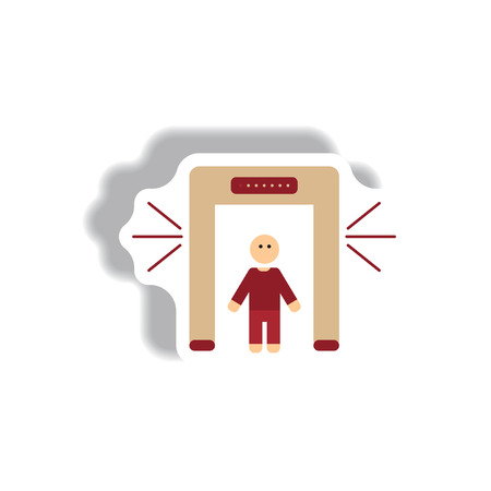 stylish icon in paper sticker style airport signageのイラスト素材