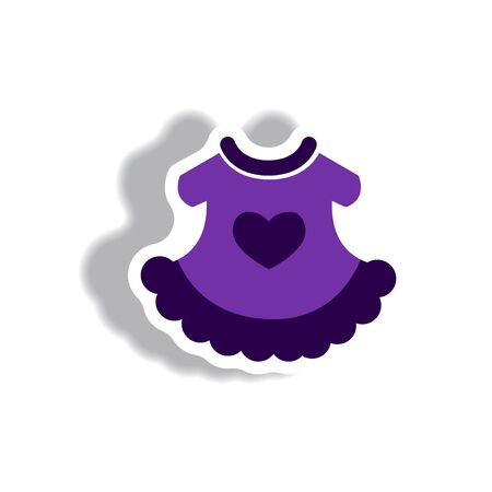 stylish icon in paper sticker style child dressのイラスト素材