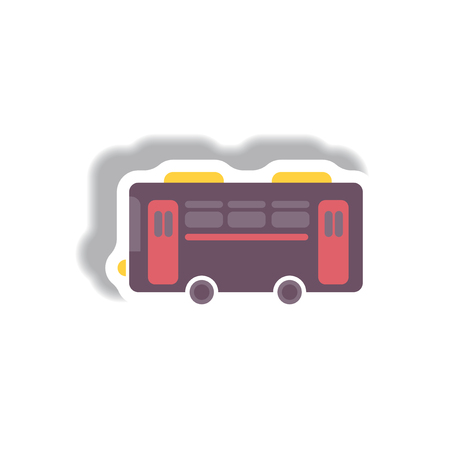 stylish icon in paper sticker style retro busのイラスト素材