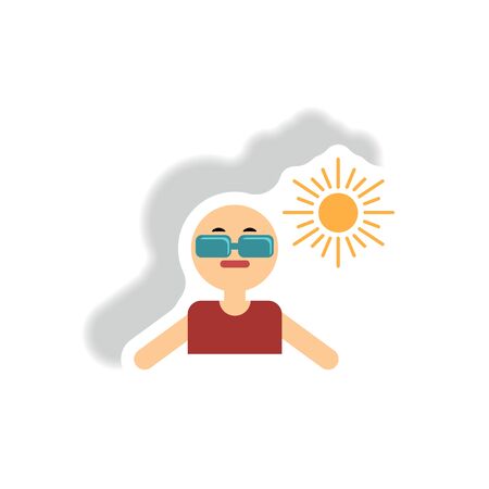 stylish icon in paper sticker style man in sunglassesのイラスト素材
