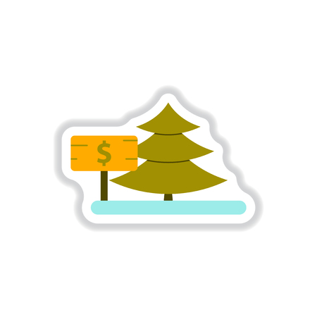 Vector illustration in paper sticker style christmas tree for saleのイラスト素材