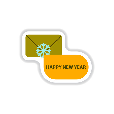 Vector illustration in paper sticker style envelope and snowflakeのイラスト素材