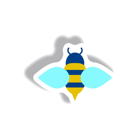 stylish icon in paper sticker style Honey beeのイラスト素材