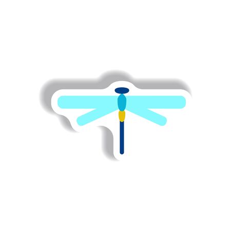 stylish icon in paper sticker style dragonfly insectのイラスト素材