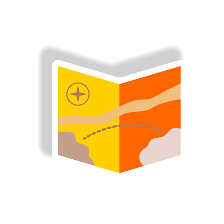 stylish icon in paper sticker style tourist mapのイラスト素材