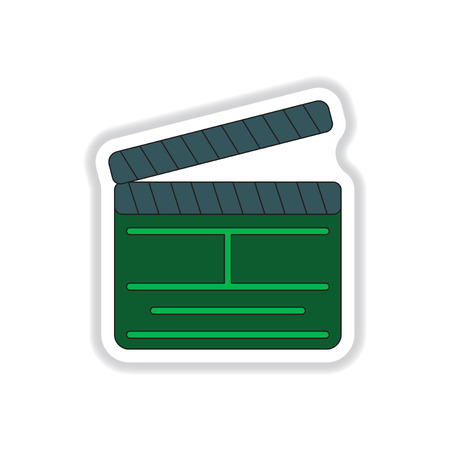 Vector illustration in paper sticker style Director clapperboardのイラスト素材