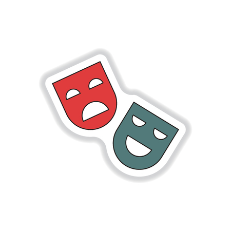 Vector illustration in paper sticker style Comedy and tragedy theater masksのイラスト素材