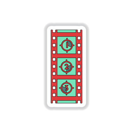 Vector illustration in paper sticker style Film strip countdownのイラスト素材