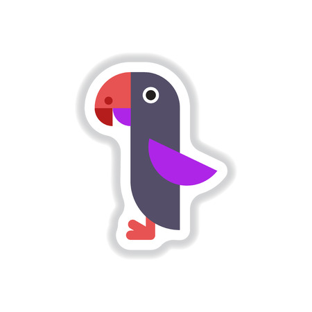 Vector illustration in paper sticker style parrotのイラスト素材
