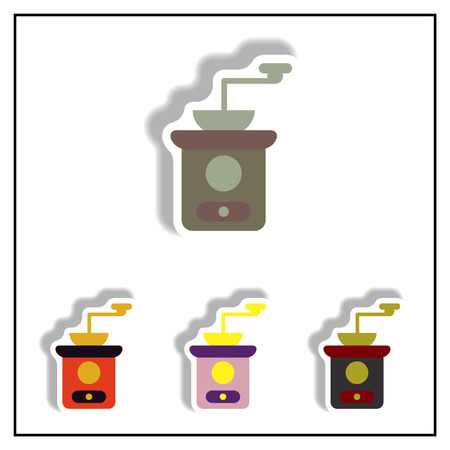 Collection of Vector illustration in paper sticker style retro coffee grinderのイラスト素材