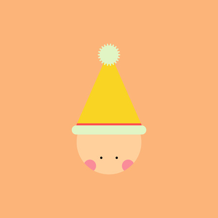 kid head Vector illustration kid wearing Santa hatのイラスト素材