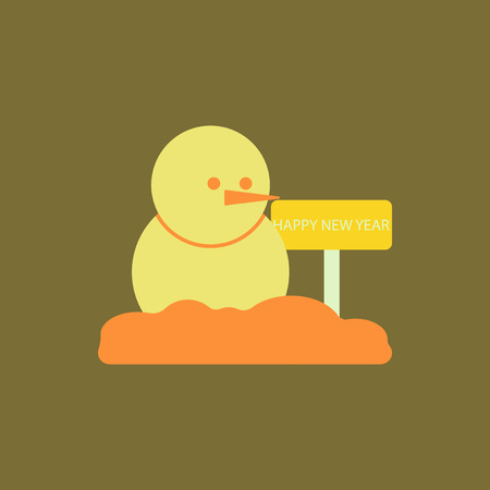 Snowman Vector illustration of Snowman and wooden noticeのイラスト素材