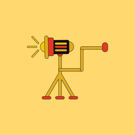 movie spotlight floor lamp Vector illustration in flat style curtain lightのイラスト素材