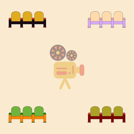 theatre chairs. Vector illustration Collection in flat style Movie seatsのイラスト素材