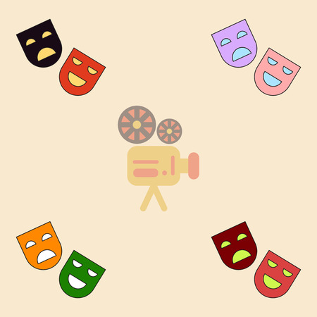 Vector illustration Collection in flat style Comedy and tragedy theater maskのイラスト素材