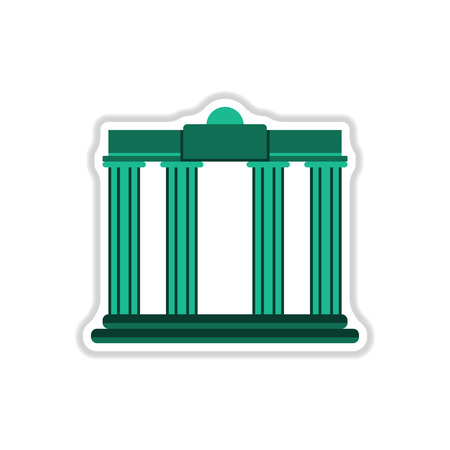 Vector illustration in paper sticker style Architecture greek columnsのイラスト素材