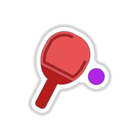 Vector illustration in paper sticker style  racketのイラスト素材