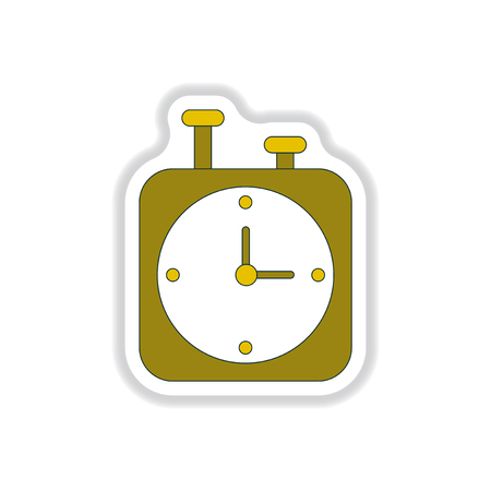 Vector illustration in paper sticker style chess clock stopwatch timerのイラスト素材