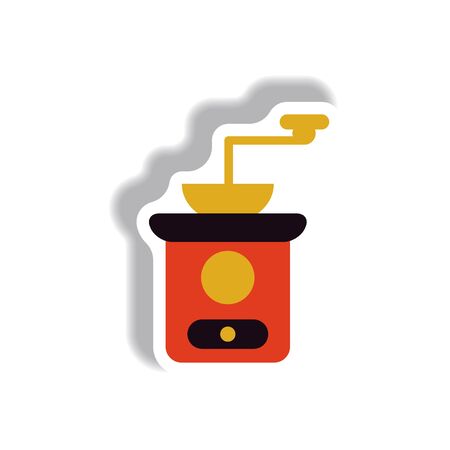 Vector illustration in paper sticker style retro coffee grinderのイラスト素材