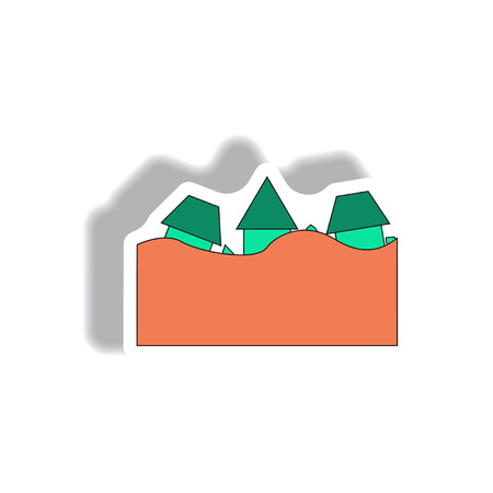 Vector illustration in sticker design of a buildings that has been floodedのイラスト素材