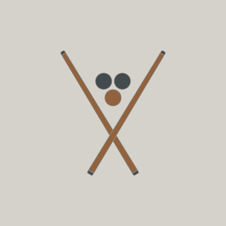 Vector illustration in flat style billiard balls and cues