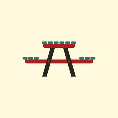Camping table wooden park benchのイラスト素材