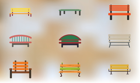 Wooden bench collectionのイラスト素材