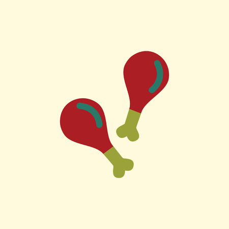 Grilled chicken thigh vector. Flat design. Fast food. Illustration for food concepts, diet infographics,のイラスト素材