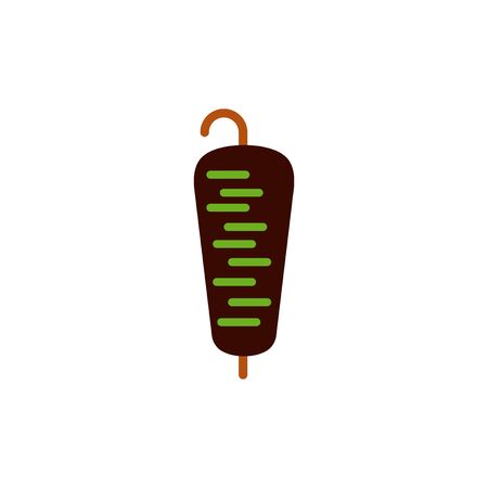 Vector illustration of Doner Kebab on pole, grilling with fatのイラスト素材