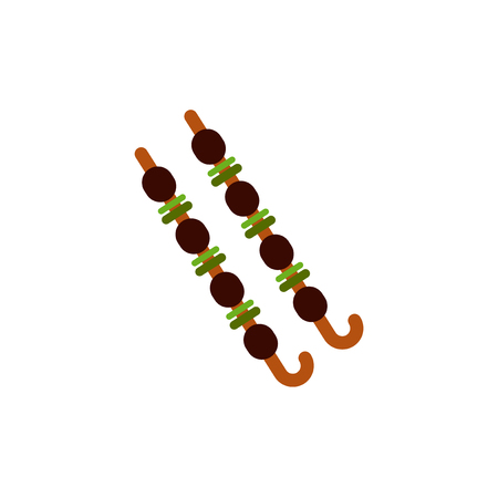 meat kebab grilled,mutton, steaks on skewers, picnic with grilled mealのイラスト素材
