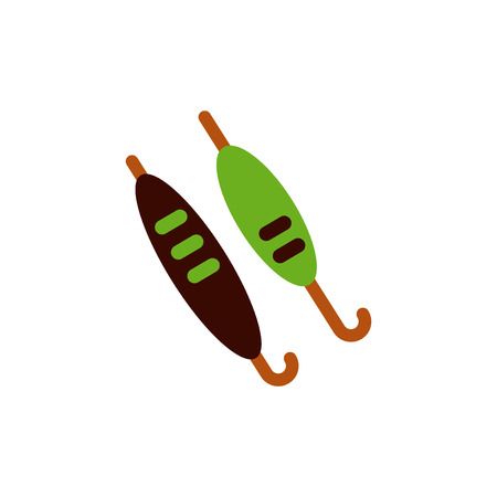 Vector illustration of Doner Kebab on pole, grilling with fatのイラスト素材