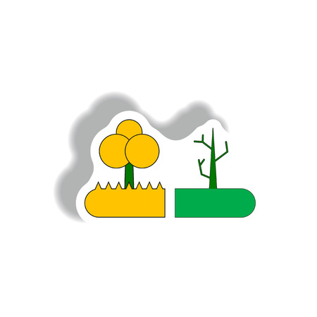 drought and trees, drought effects on plants, flowering tree and dry treeのイラスト素材