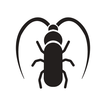 flat icon in black and white  style beetle barbelのイラスト素材