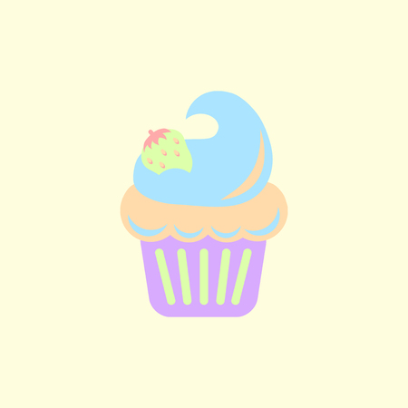 Strawberry Buttercream Frosting Cupcakeのイラスト素材